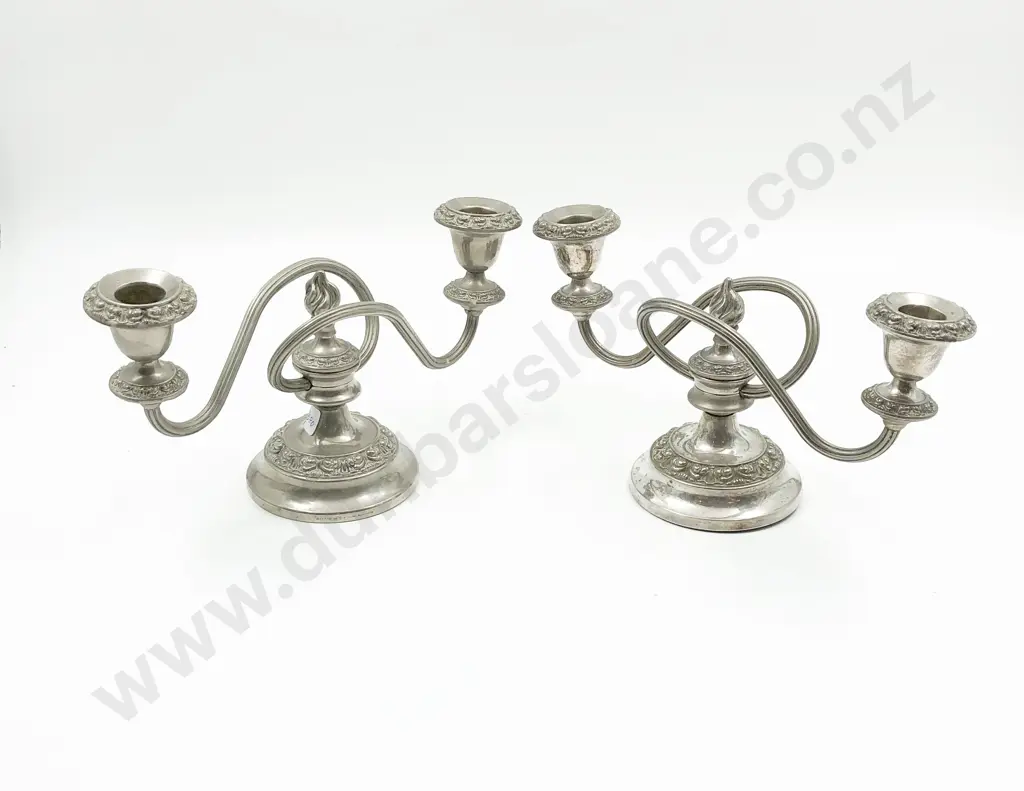 Pair of S/P Two Light Candelabras Image 1++