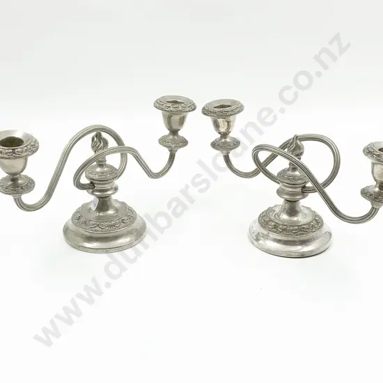 Pair of S/P Two Light Candelabras