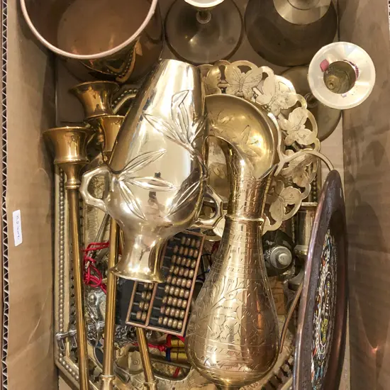 Box of Assorted Brassware