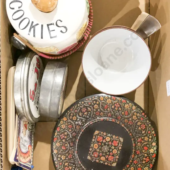 Vintage Huntley & Palmers Biscuit Tin Together With Cookie Jar and Vintage Cookie Cutters