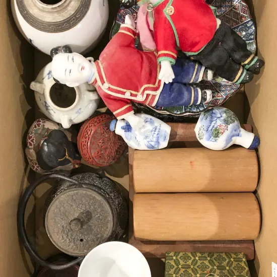 Quantity of Assorted Incl. China Dolls and Cinnabar Lacquer Trinket Box Etc.