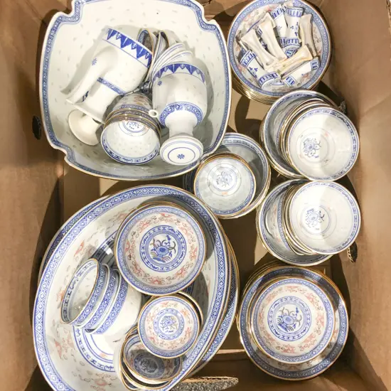 Box of Assorted Blue & White China