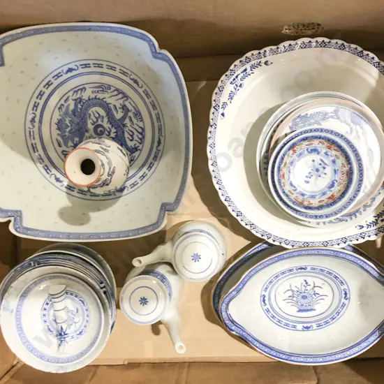 Box of Assorted Blue & White China