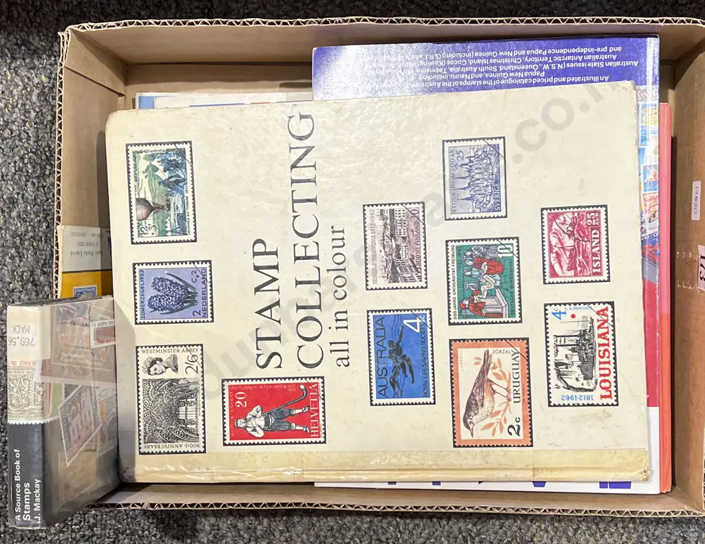 Box of Assorted Stamp Reference Volumes Image 1++