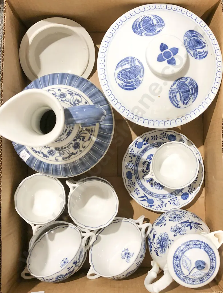 Box of Assorted Blue & White China Image 1++