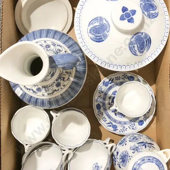 Box of Assorted Blue & White China