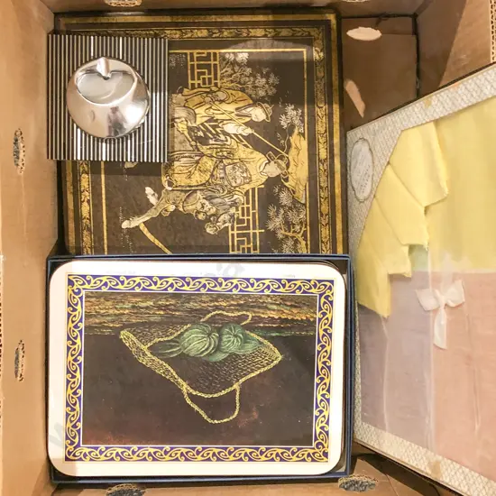 Box of Assorted Placemats and Boxed Rayon Table Set