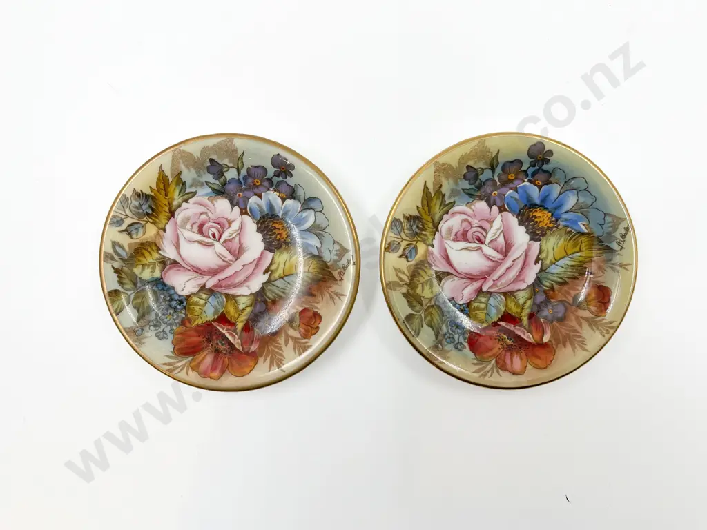 Pair of Signed and Handpainted Aynsley Pin Dishes Image 1++