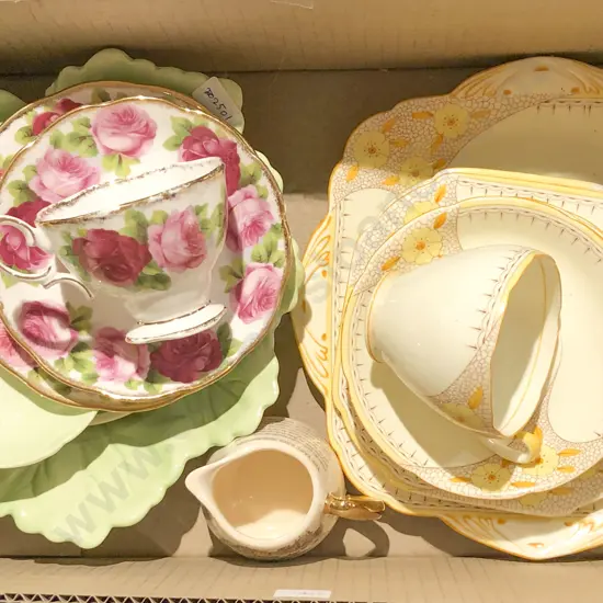 Box of Assorted Fancy China Incl. Royal Albert and Carltonware