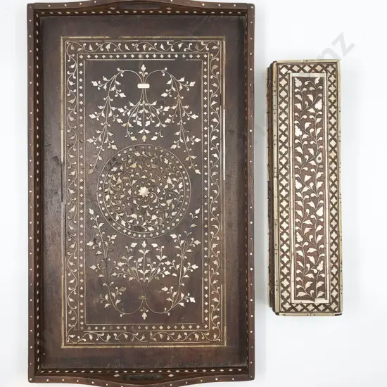 Inlaid Tray and Jewellery Box