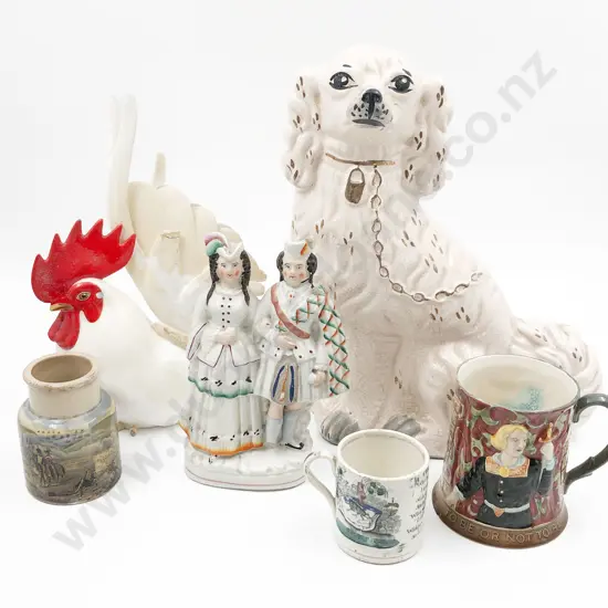 Box of Assorted including Staffordshire Figures etc