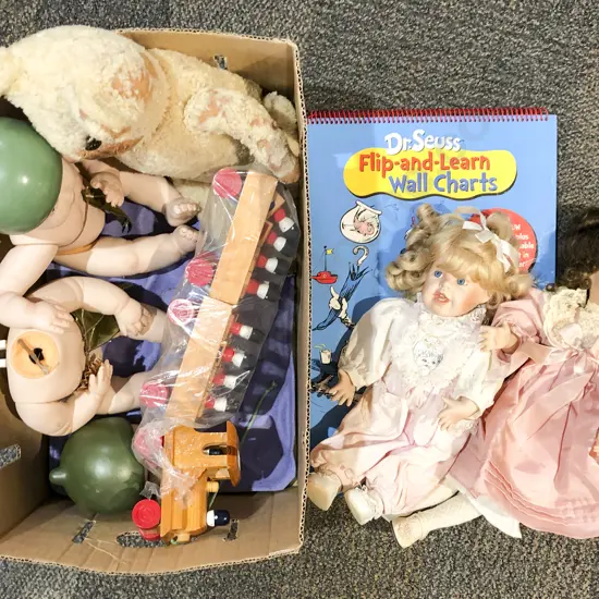 Box of Assorted Vintage Dolls and Toys etc