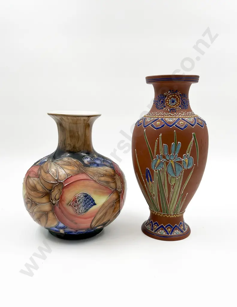 Moorcroft Style Vase Together With Decorative Earthenware Vase Image 1++