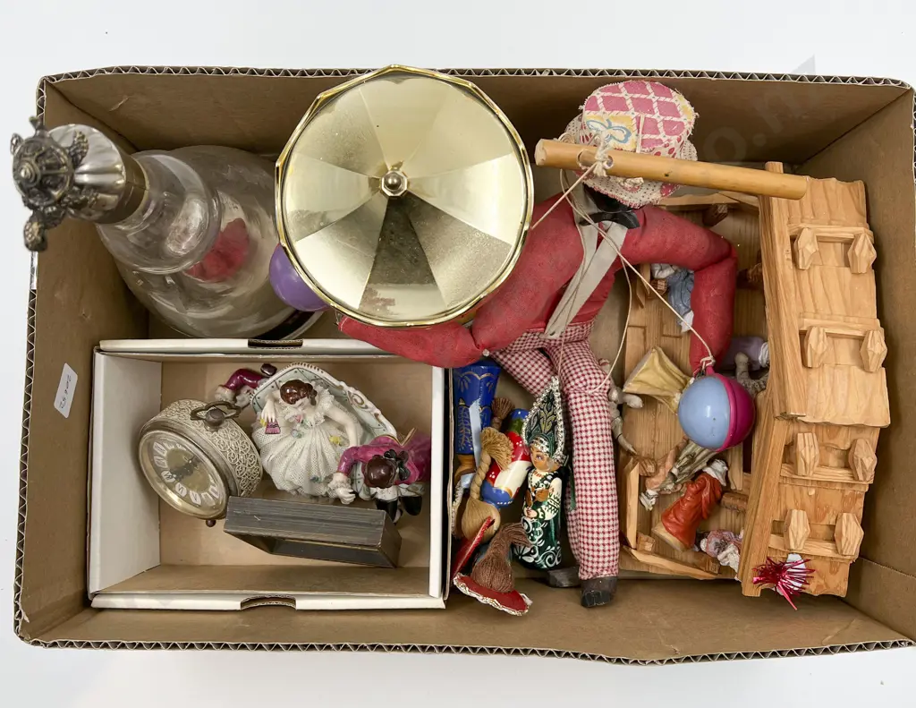 Box of Assorted including Musical Decanter and Nativity Scene Image 1++