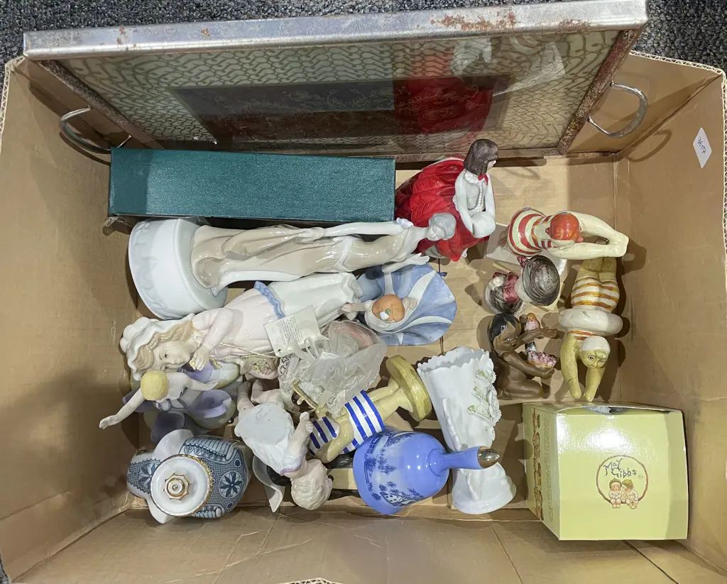 Box of Assorted China Figures Etc Image 1++
