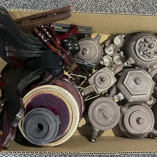 Box of Assorted Plate and Vase Stands