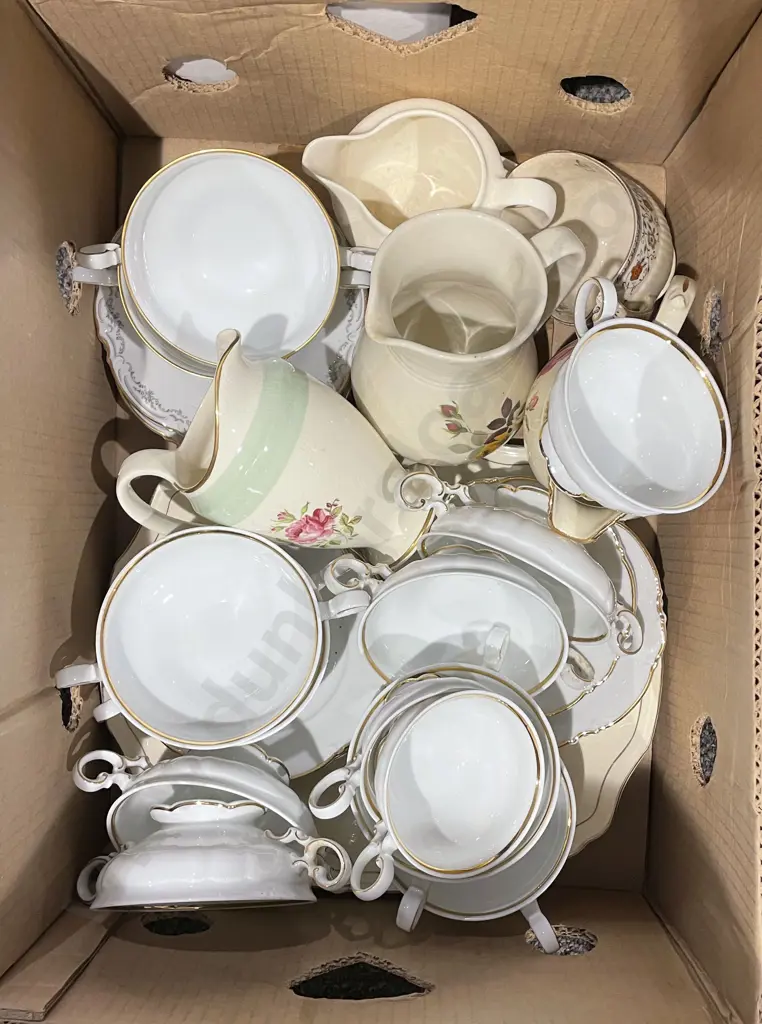Box of Assorted China Including Hutschenreuther Image 1++