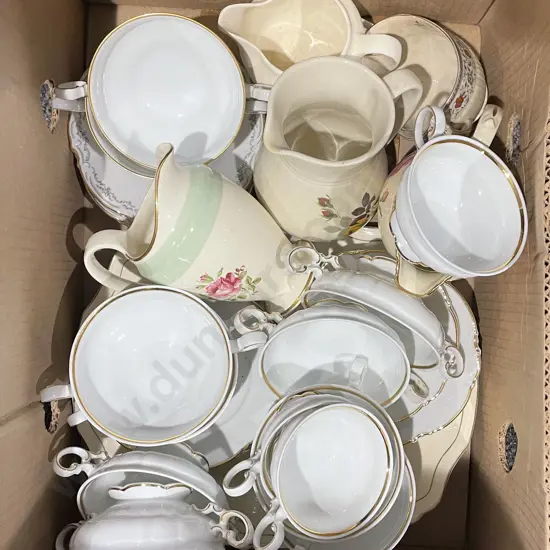 Box of Assorted China Including Hutschenreuther