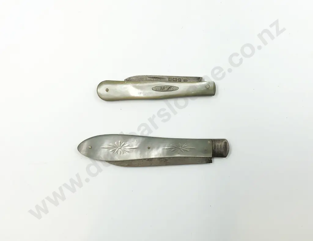 Two MOP and S/S Bladed Pocket Knives Image 1++