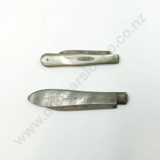Two MOP and S/S Bladed Pocket Knives