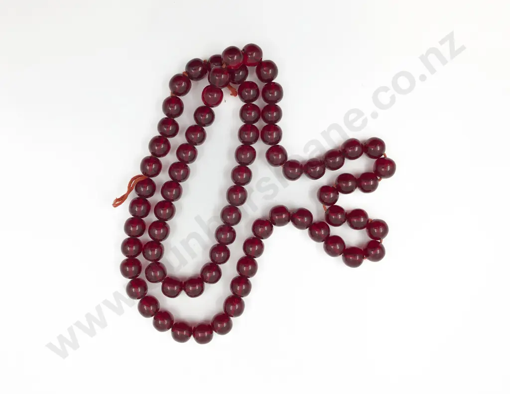 Cherry Amber Plastic Bead Necklace Image 1++
