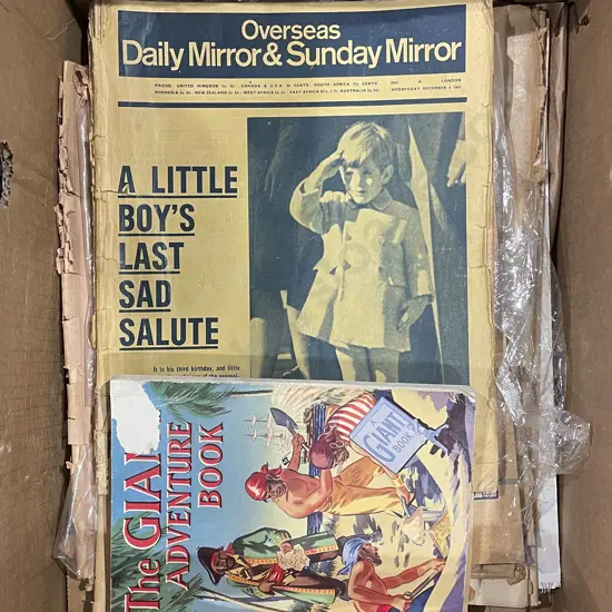 Box of Assorted Vintage Newspapers