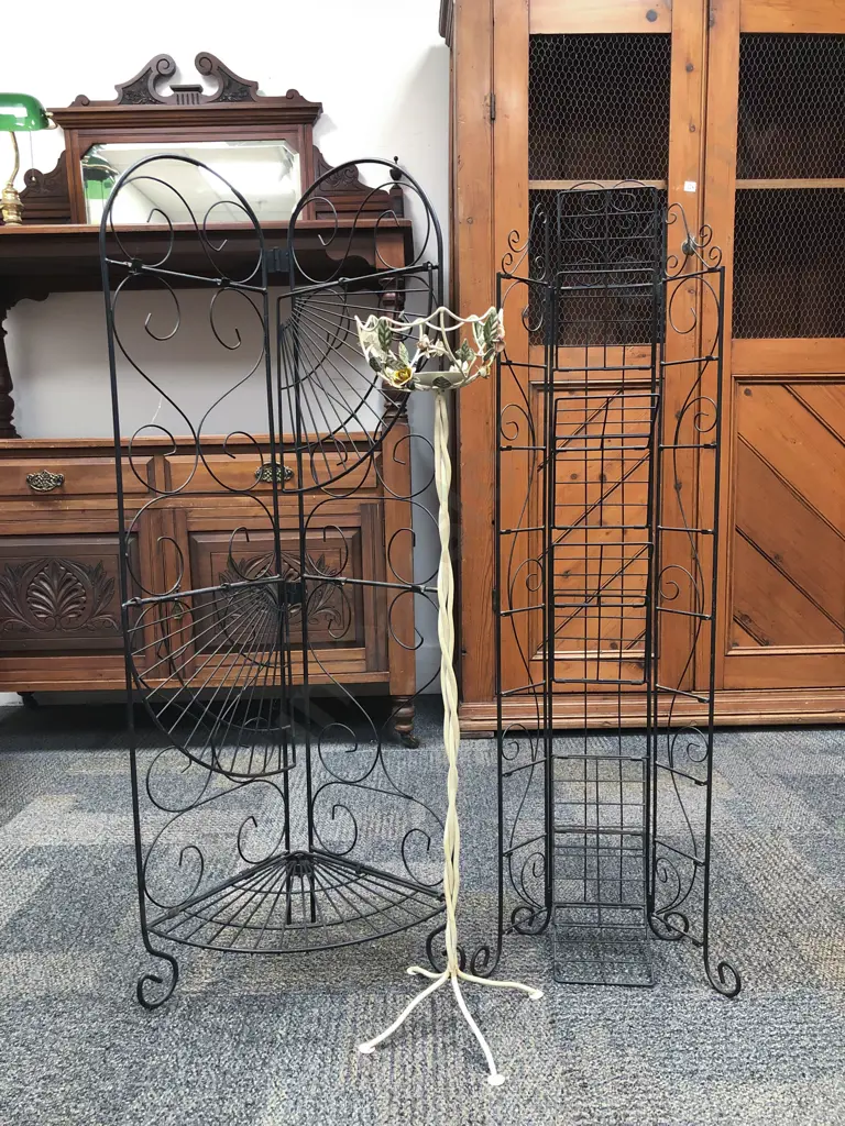 Two Assorted Wire Occ. Shelves together With Decorative Candle Holder Image 1++