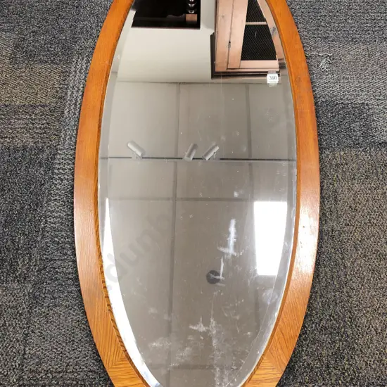 Oak Framed Bevell Edged Oval Wall Mirror