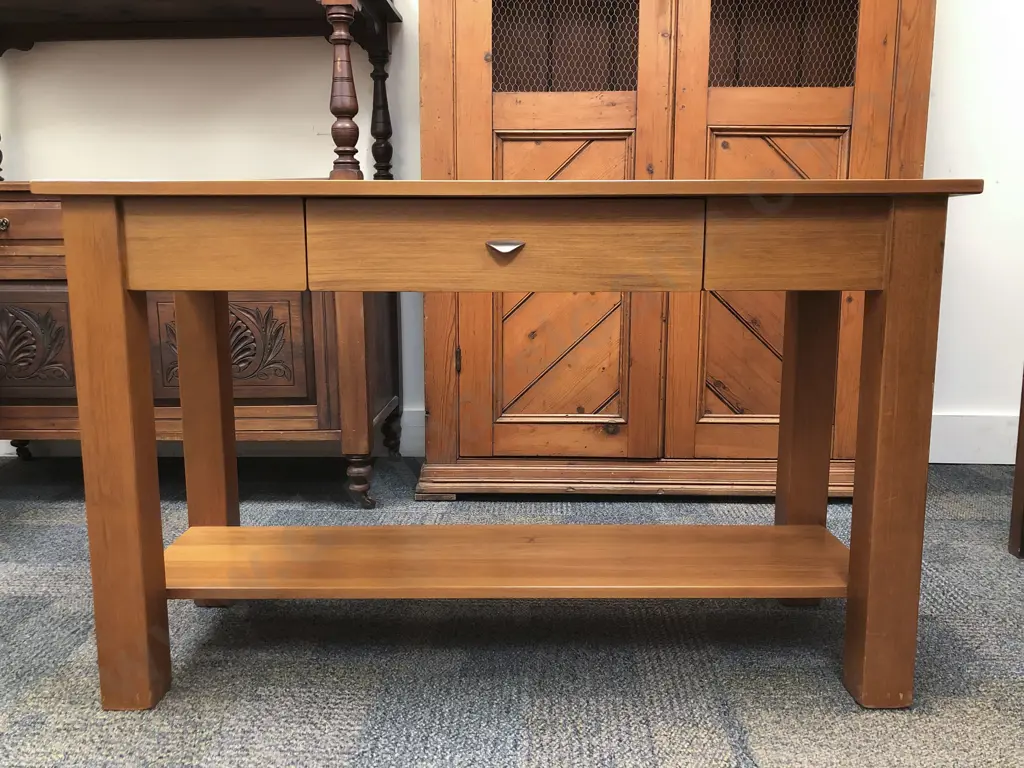 Modern Rimu Single Drawer Hall Table Image 1++