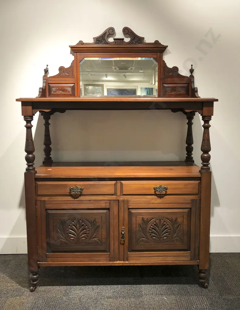 Victorian NZ Kauri Mirror Back Buffet Image 1++