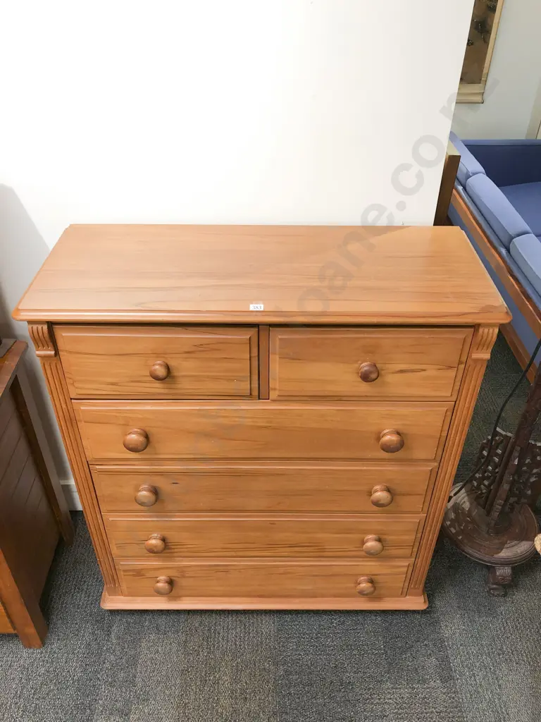 Rimu Six Drawer Chest of Drawers Image 1++
