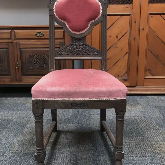 Oak Single Chair with Bird and Mask Carving