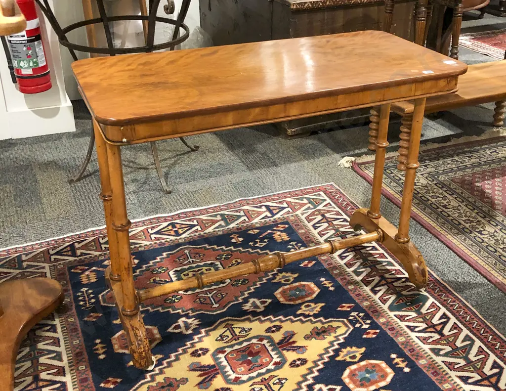 Victorian Satin Birch Rectangular Side Table Image 1++