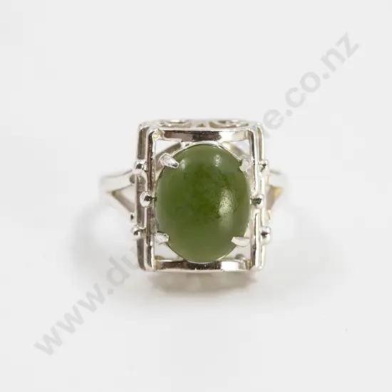 NZ Sterling Modern Design Greenstone Dress Ring