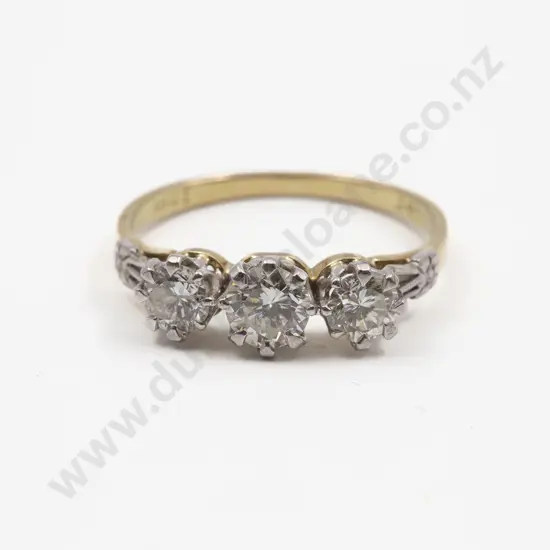 18ct & Platinum Three Stone Diamond Bridge Ring