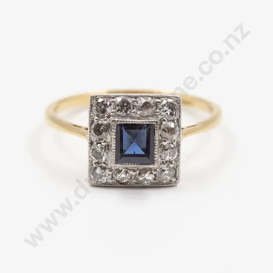 18ct 13stone Sapphire and Diamond Cluster Ring