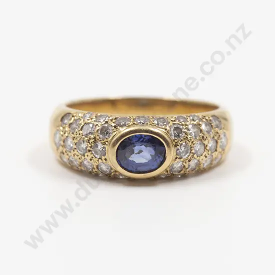 18ct 39stone Sapphire and Diamond Dome Band Ring