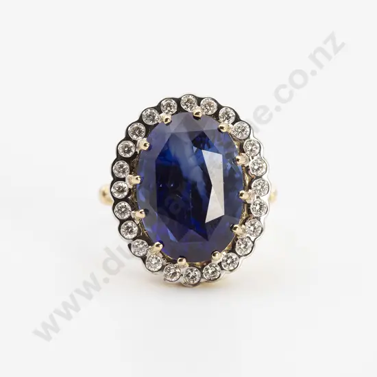 14ct 25stone Ceylon Sapphire and Diamond Cluster Ring