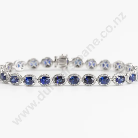 18ct White Gold 408stone Sapphire and Diamond Tennis Type Bracelet