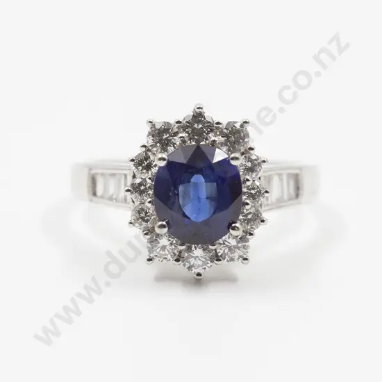 18ct White Gold 21stone Sapphire and Diamond Cluster Ring