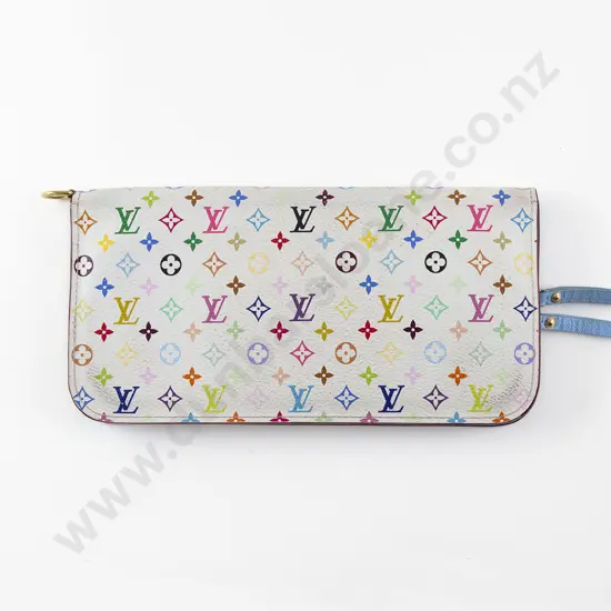 LV Multicolour on White Wallet (Blue Interior)