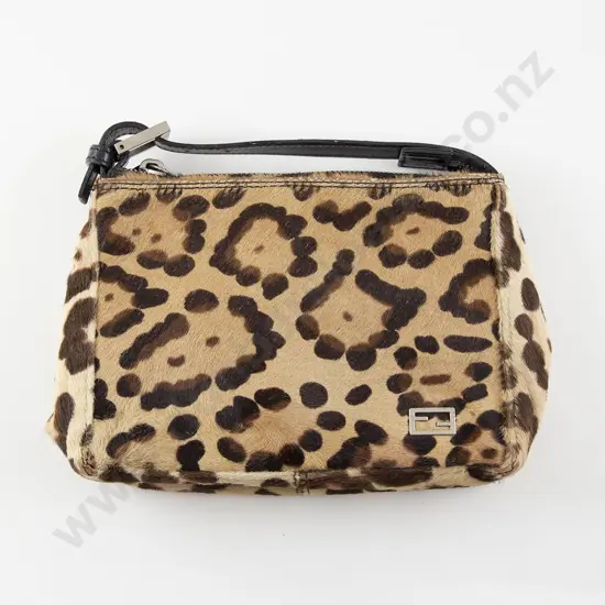 Fendi Leopard Print Horsehair Toiletry Bag