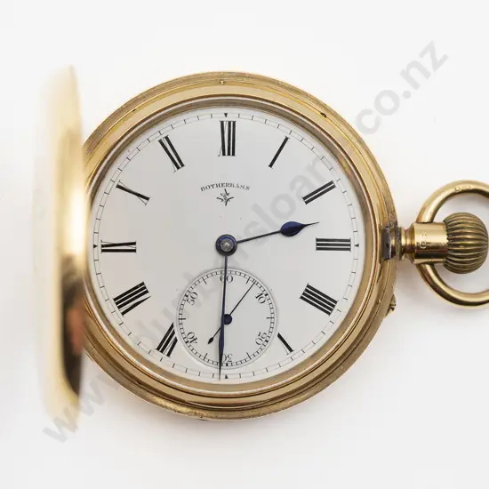 18ct Rotherhams London Hunter Cased Lever Wind Pocket Watch