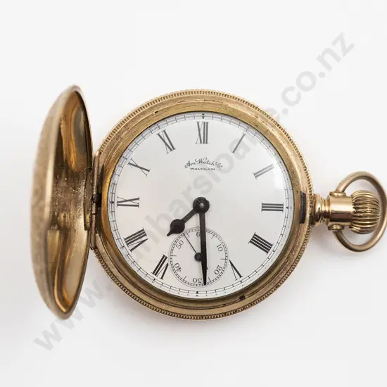 Large Waltham 14ct Full Hunter Dueber Special Cased Lever Wind Pocket Watch