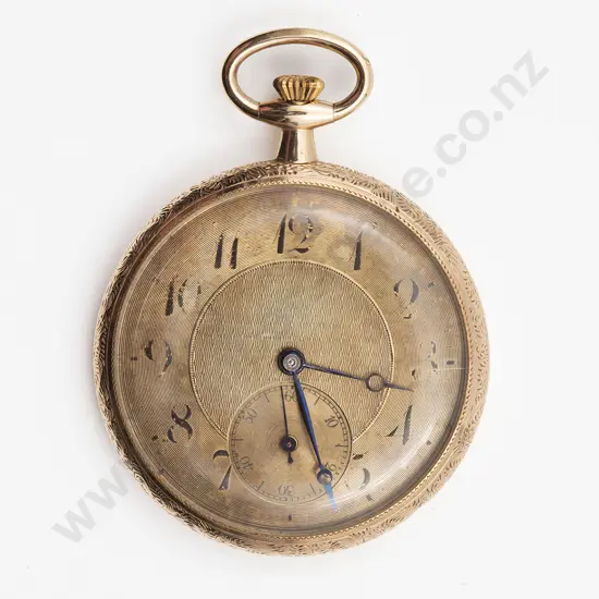 Swiss 14ct Cased Open Face Lever Wind Pocket Watch