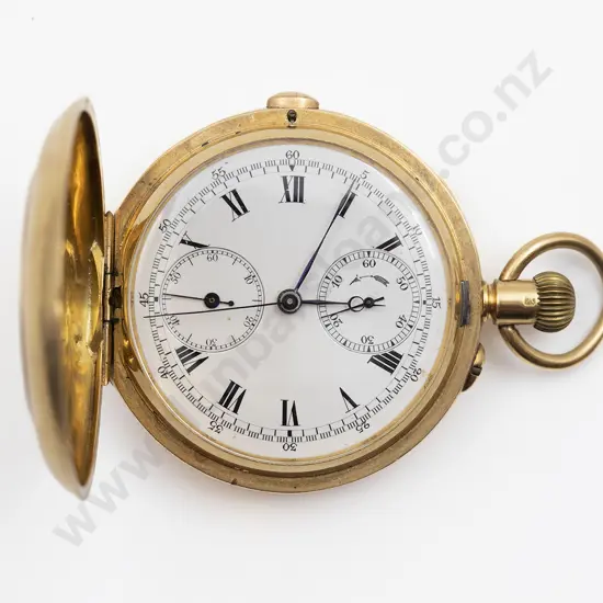 Swiss 18ct Hunter Cased Lever Wind Chronograph