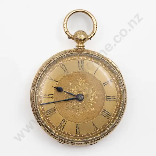 H Fowler Red-Hill 18ct Cased Open Face Lever Wind Small Pocket Watch