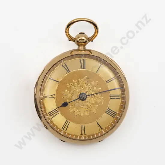 W Ehrhardt London 18ct Cased Open Face Key Wind Small Pocket Watch