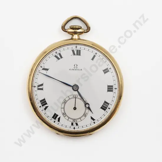 Omega 18ct Open Face Lever Wind Pocket Watch