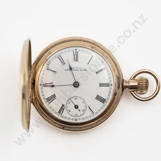 Waltham 14ct Gold Plated Hunter Cased Lever Wind Small Pocket Watch